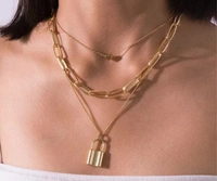 Multi Layer Lock Chain - Gold